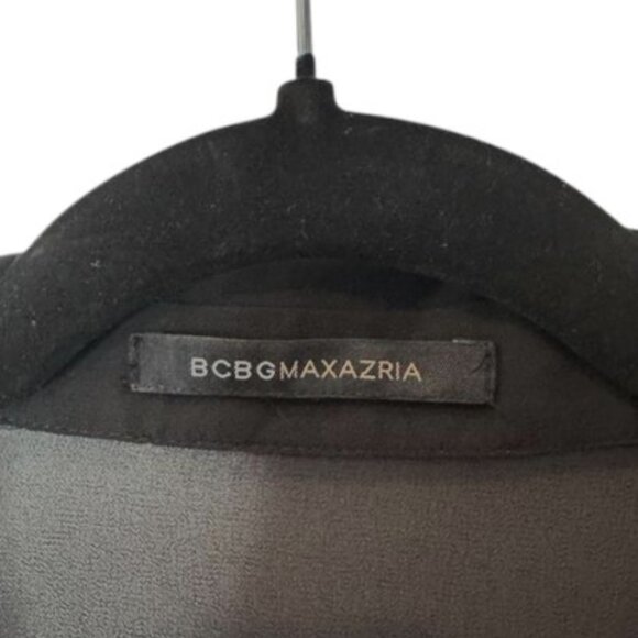 BCBGMaxAzria black sleeveless sheer button-down tunic top size M - Picture 4 of 5